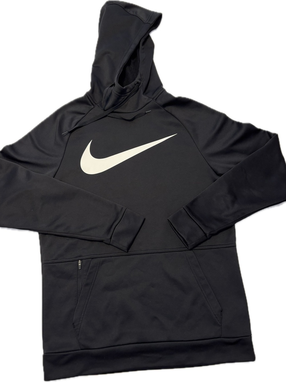 Nike Therma-FIT Black Pullover Hoodie Men’s Small Swoosh Athletic Sweatshirt